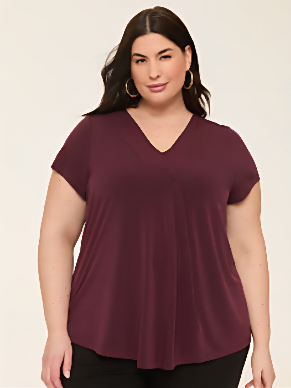 Burgundy Lane Bryant Cap-Sleeve Pleat-Front Top 26/28 4x